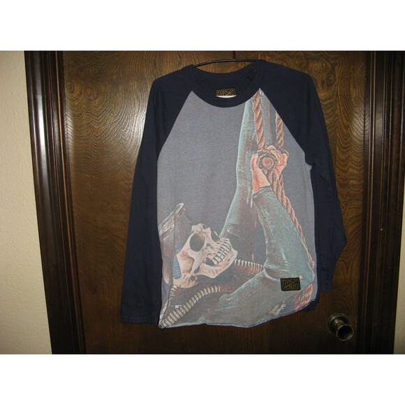 Mens Dark Seas Loser Machine Co Multicolor LS Pirate Skeleton T-Shirt Size S - Picture 1 of 4